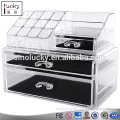 Acrylic factory manufacture jewelry storage display case/box/container makeup organizer with drawer